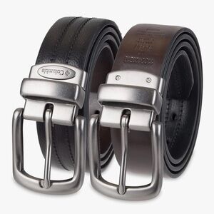Columbia 2-in-1 Black and Brown Synthetic Leather Belt Size Small 30-32